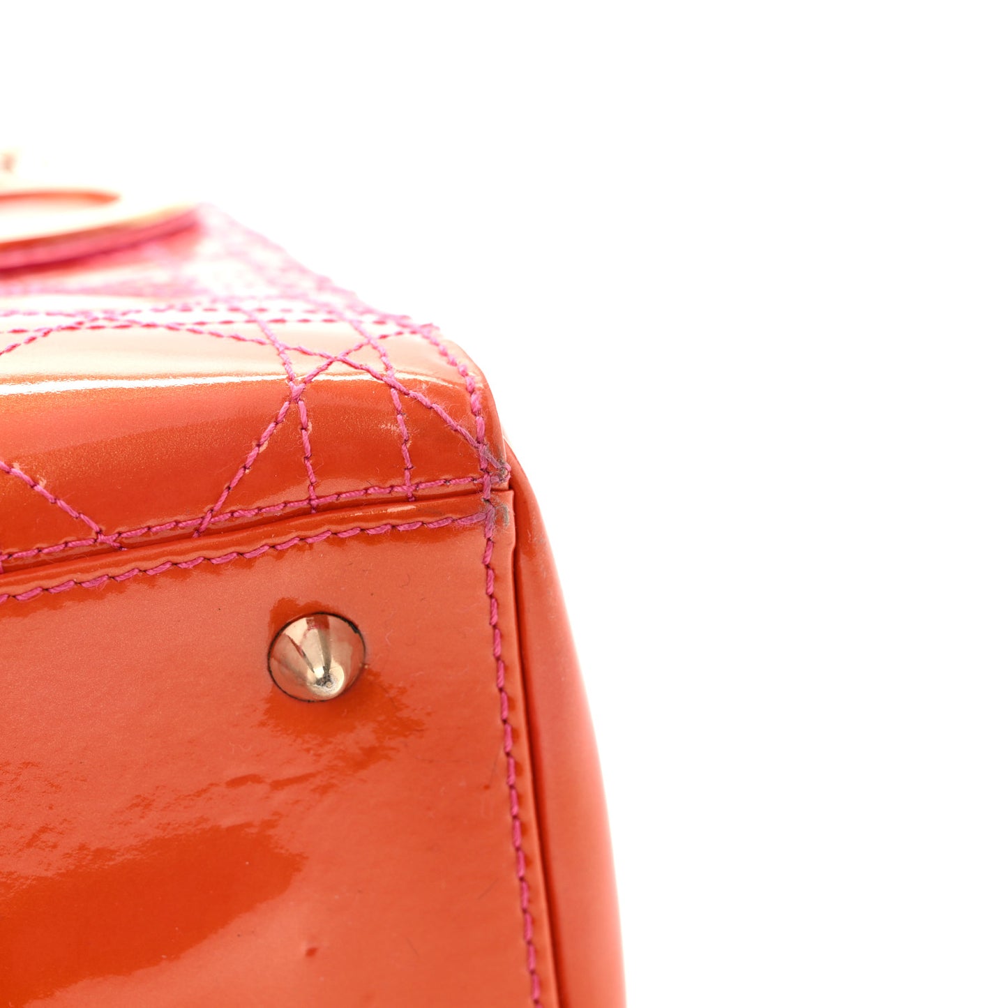 Patent Cannage Stitched Medium Lady Dior Orange