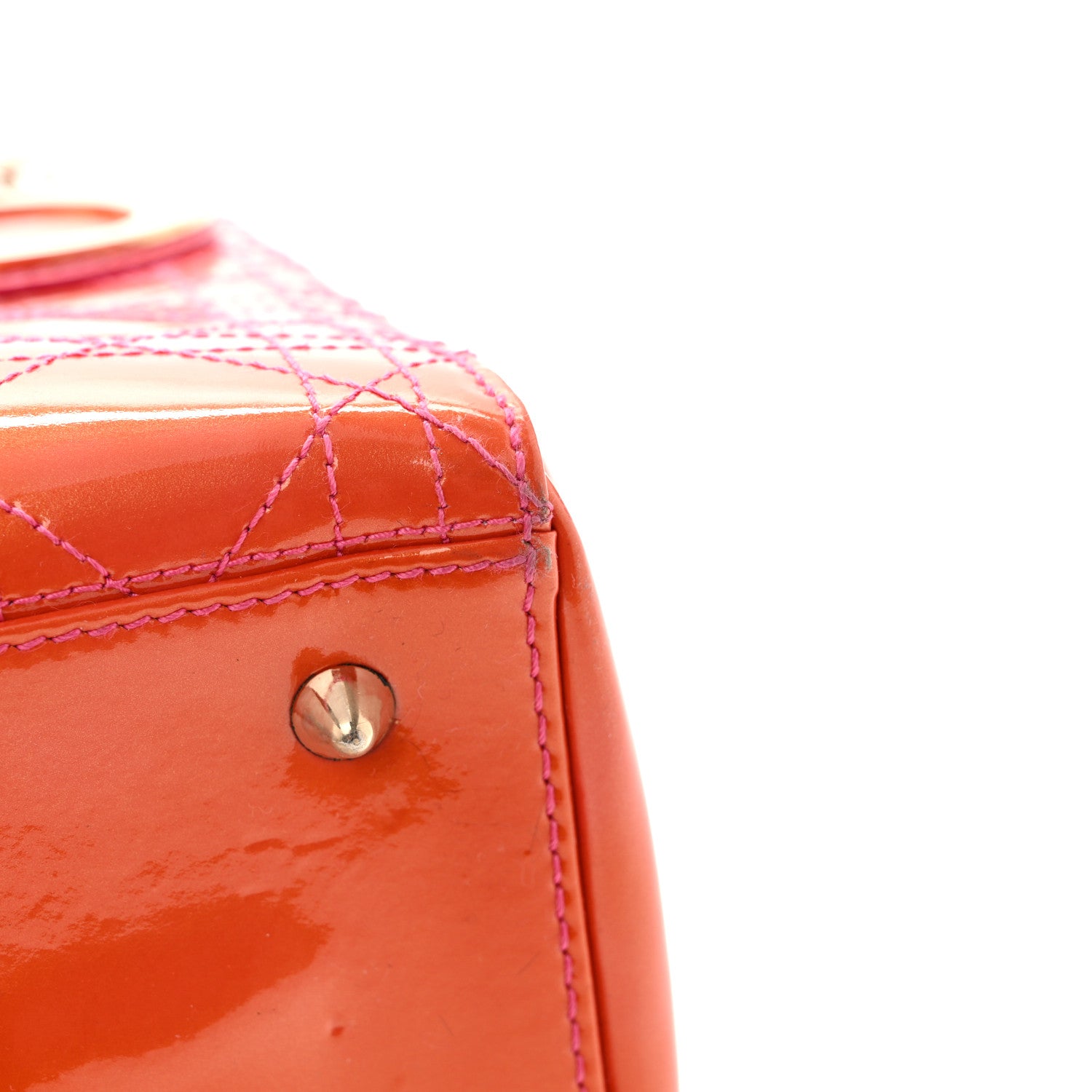 Christian Dior Patent Cannage Stitched Medium Lady Dior Orange 11 of 17