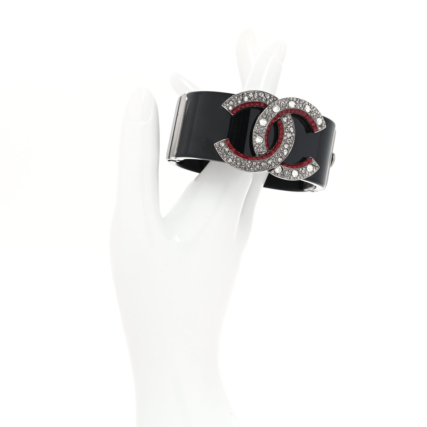 Resin Ruthenium Crystal CC Cuff Silver Black Red