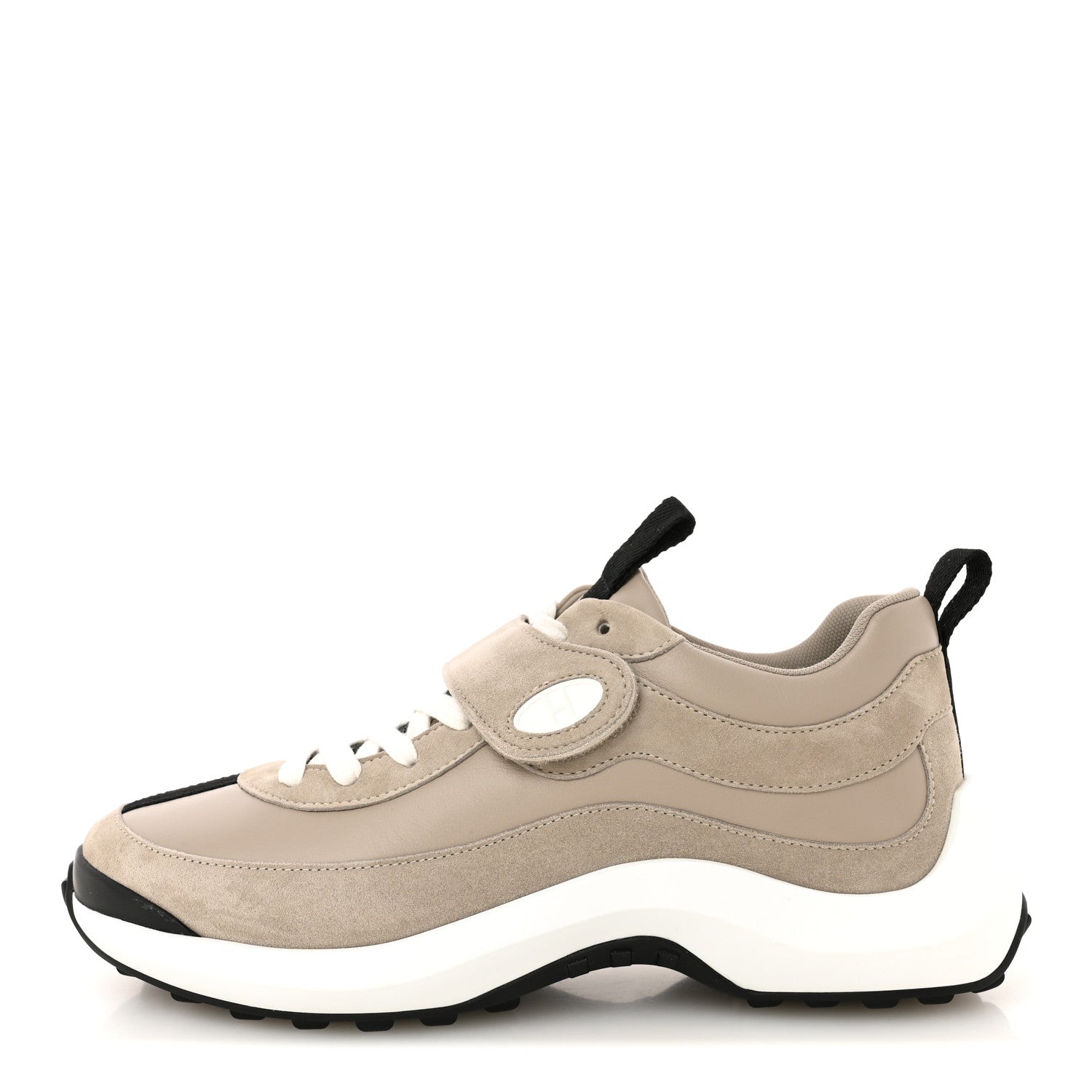Hermes Calfskin Suede Goatskin Loop Sneakers 37 Beige Galet 1 of 10