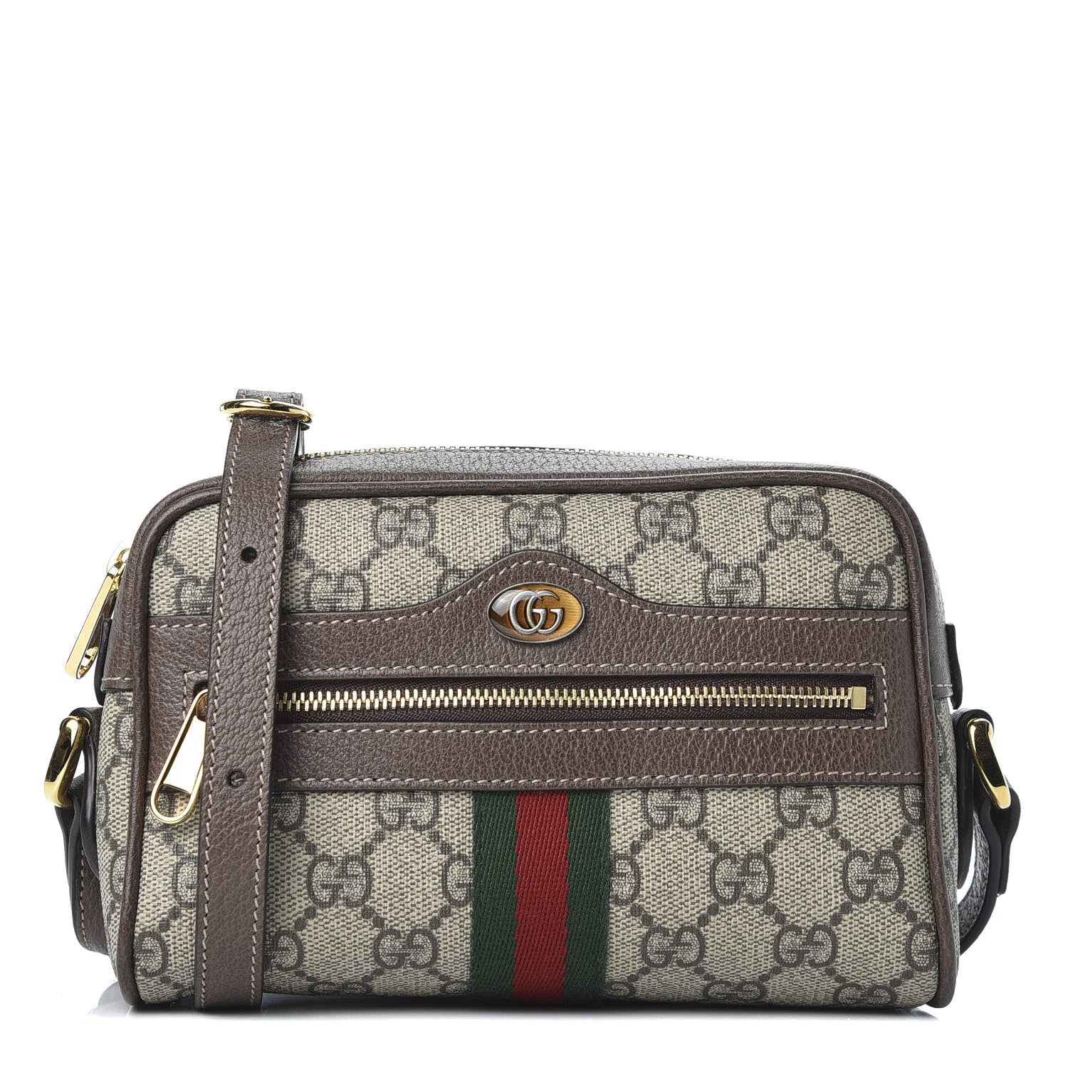 Gucci GG Supreme Monogram Web Mini Ophidia Shoulder Bag Brown 1 of 10