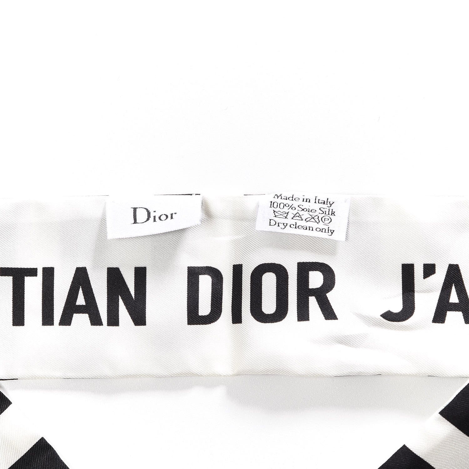 Christian Dior Silk Striped Mitzah Scarf White Black 3 of 4