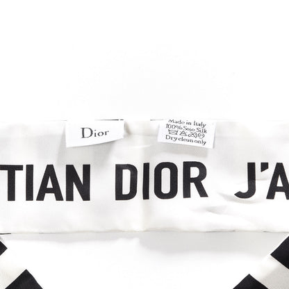 Christian Dior Silk Striped Mitzah Scarf White Black 3 of 4