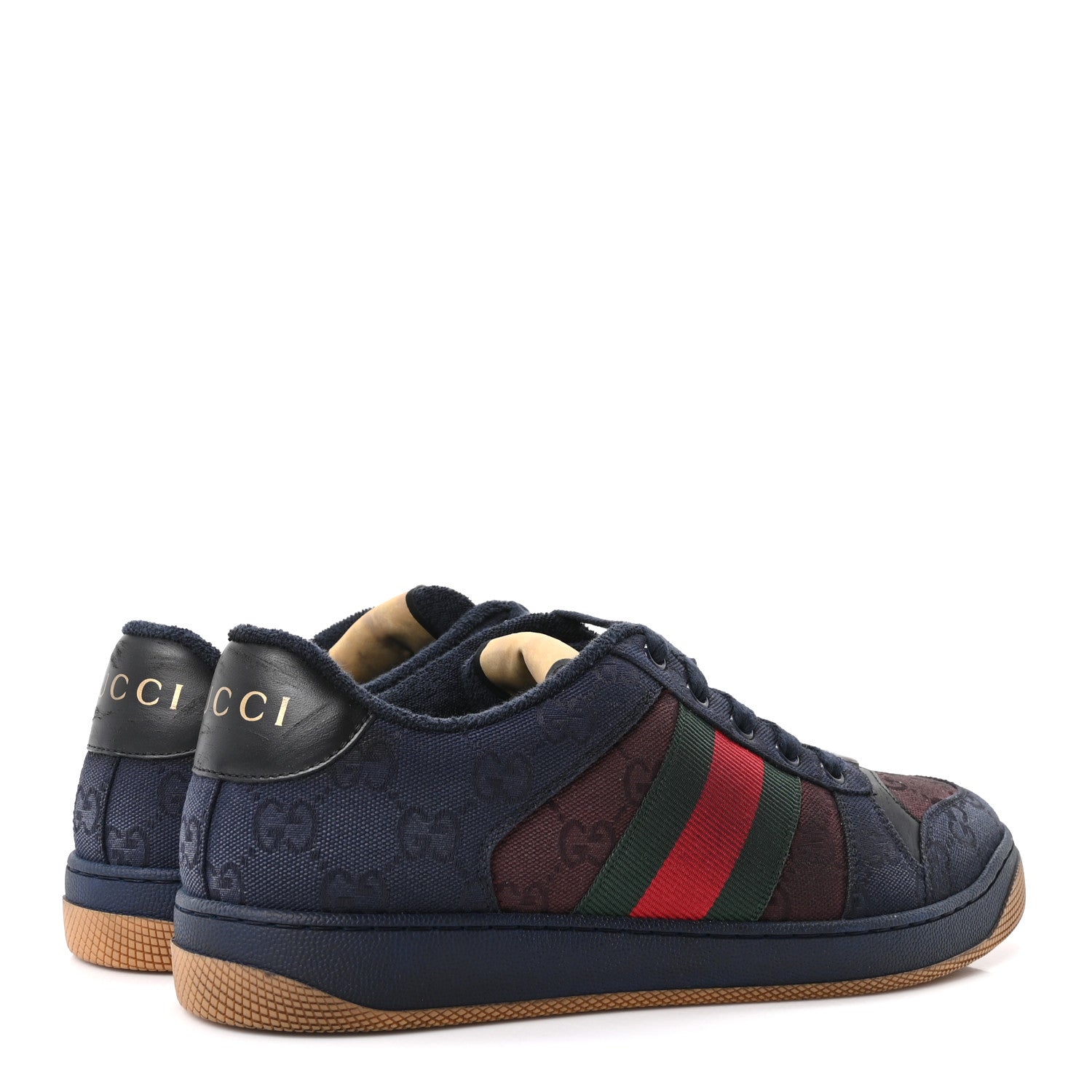 Gucci New Canvas GG Web Mens Screener Sneakers 8 Burgundy Navy 5 of 11