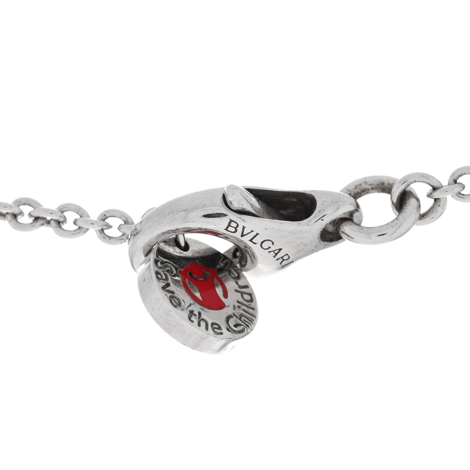 Bulgari Sterling Silver Ceramic Save The Children Pendant Necklace 4 of 5