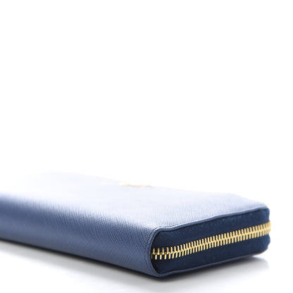 Prada Saffiano Metal Zip Around Wallet Cobalto 7 of 9
