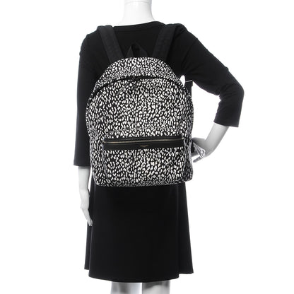 Saint Laurent Printed Canvas Leopard Print Hunting Backpack Black White 2 of 7