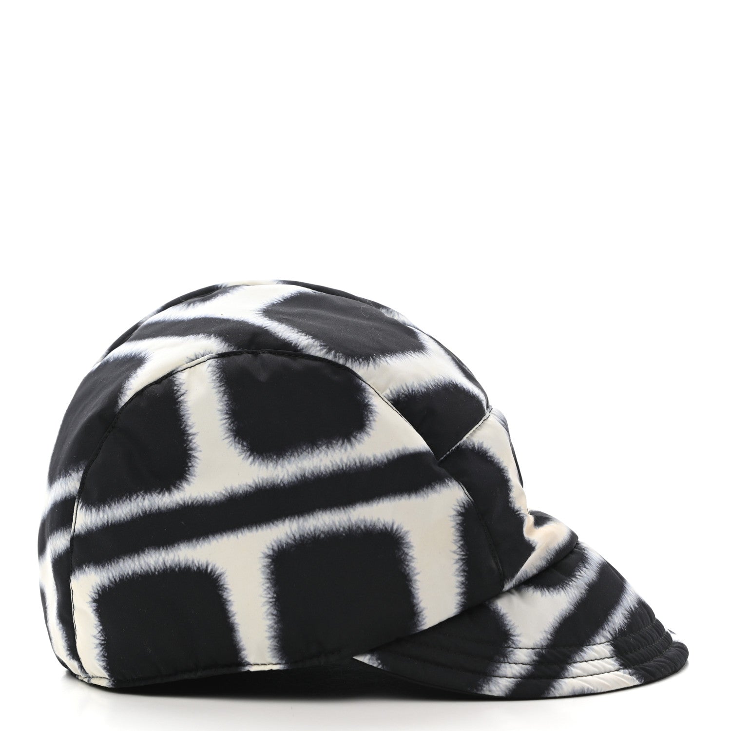 Chanel Fabric Printed Cap Hat Black White 6 of 8