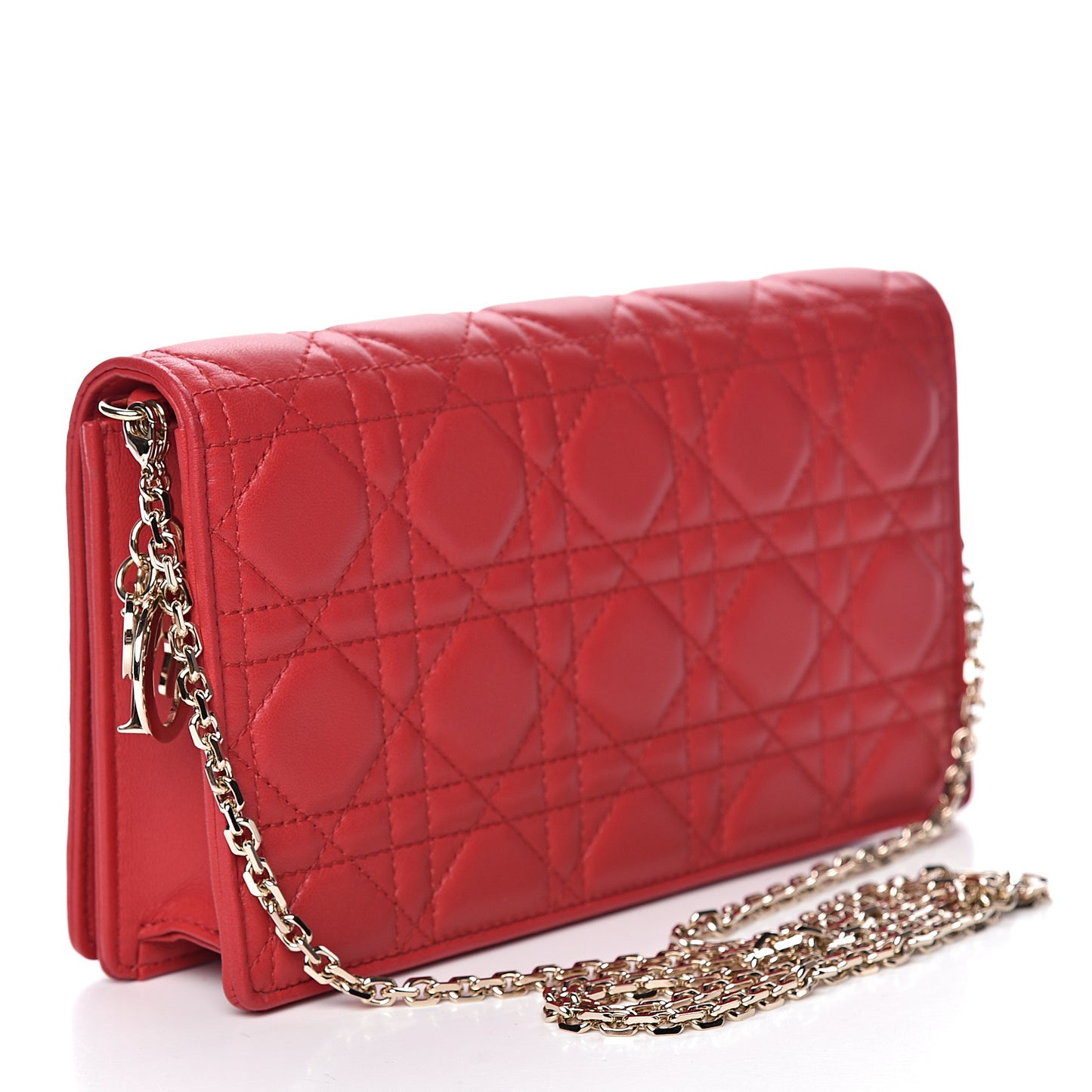 Lambskin Cannage Lady Dior Clutch Red
