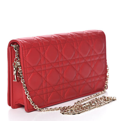Christian Dior Lambskin Cannage Lady Dior Clutch Red 4 of 12