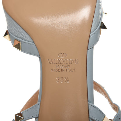 Valentino Garavani Pebbled Calfskin Rockstud Ankle Strap 65mm Pumps 38.5 Sky Sorbet 6 of 9