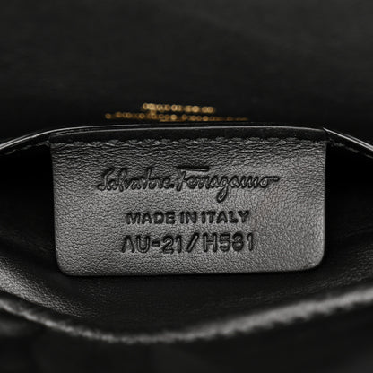 Salvatore Ferragamo Canvas Calfskin Gancini Studded Waist Bag Black Beige 7 of 10