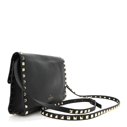 Valentino Garavani Pebbled Calfskin Medium Rockstud Flip Lock Crossbody Bag Black 3 of 10