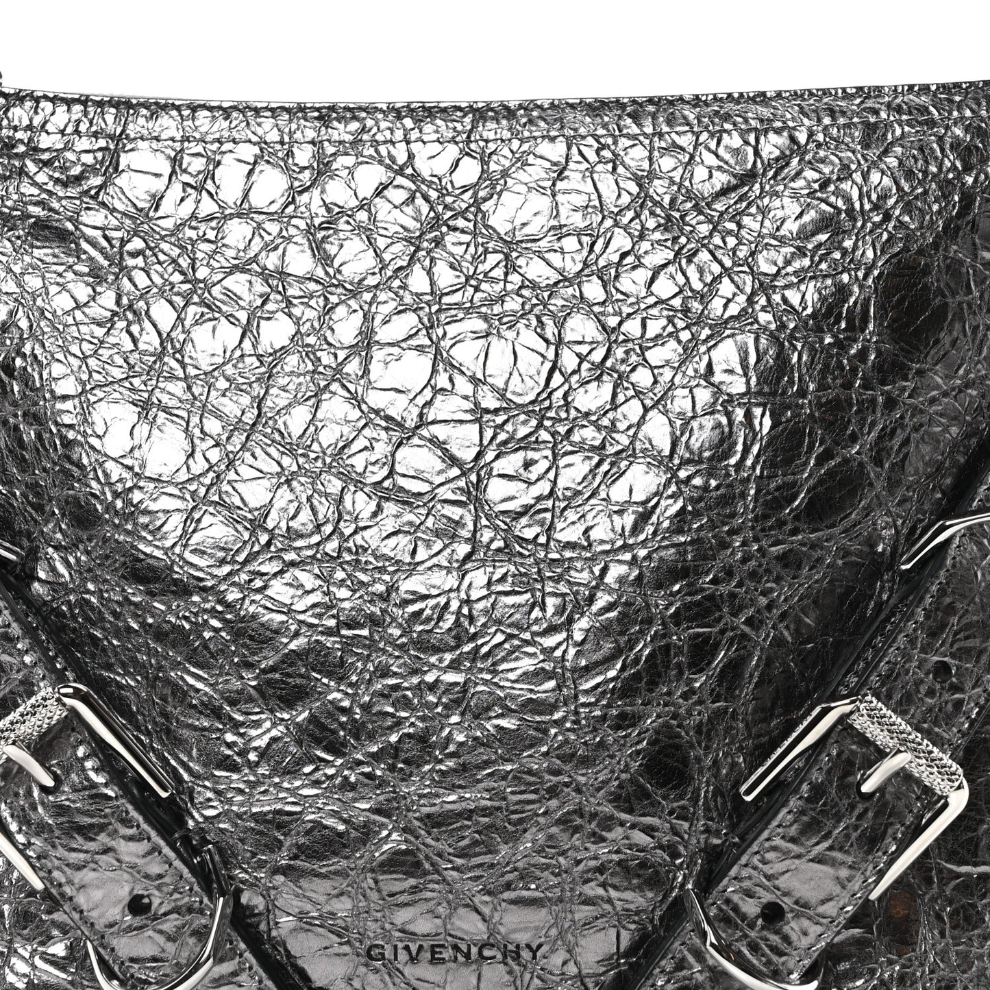 Metallic Calfskin Small Voyou Bag Silver
