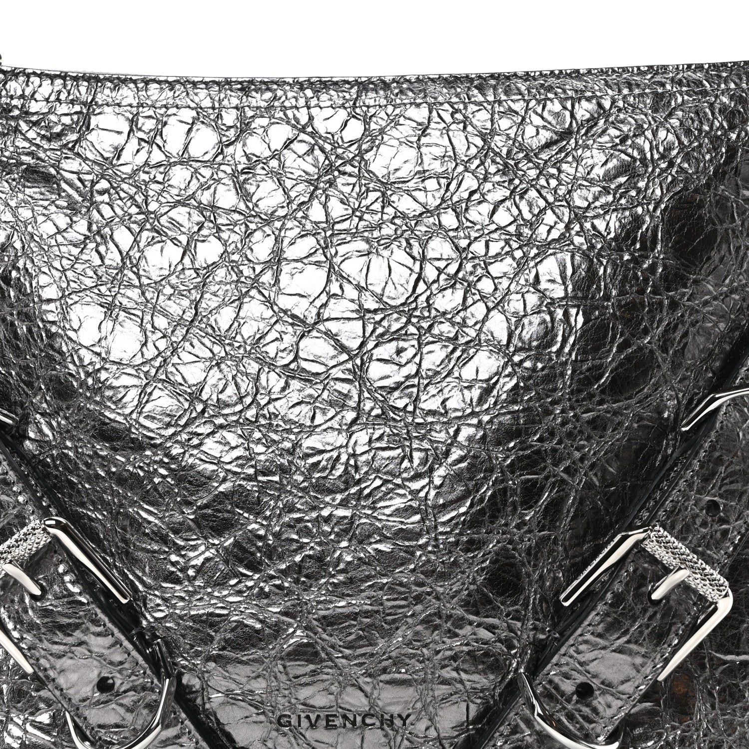 Givenchy Metallic Calfskin Small Voyou Bag Silver 8 of 10