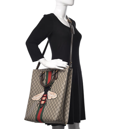Gucci GG Supreme Monogram Web Animalier Bee Vertical Tote Brown 2 of 10