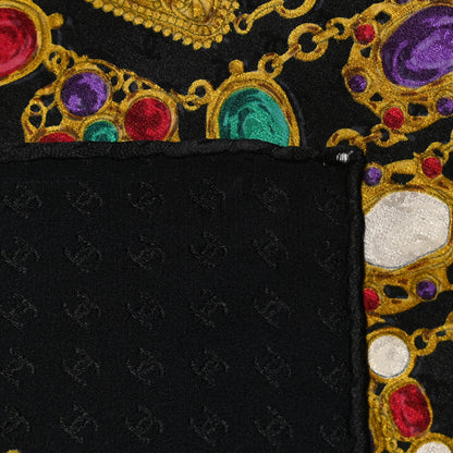 Chanel Silk Pearl Jewel Chain Print Scarf Black 3 of 5