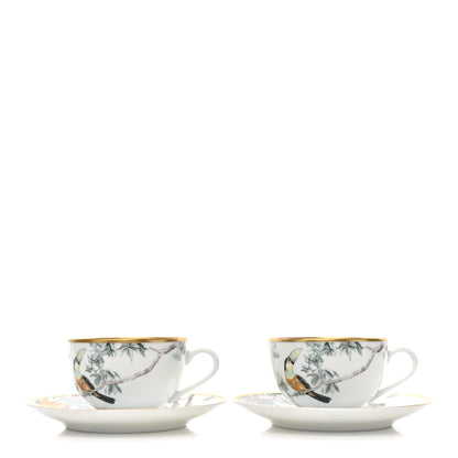 Hermes Porcelain Carnets d'Equateur Tea Cup and Saucer Set of 2 2 of 9