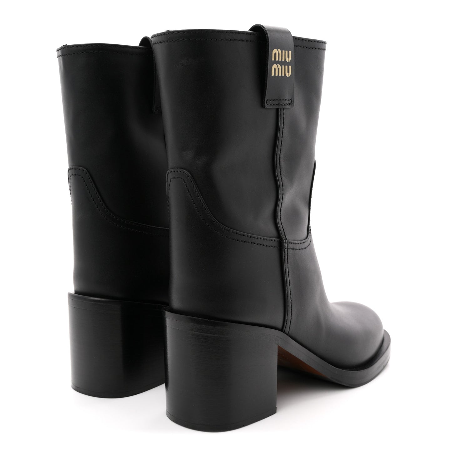 Calfskin Short Moto Boots 37 Black