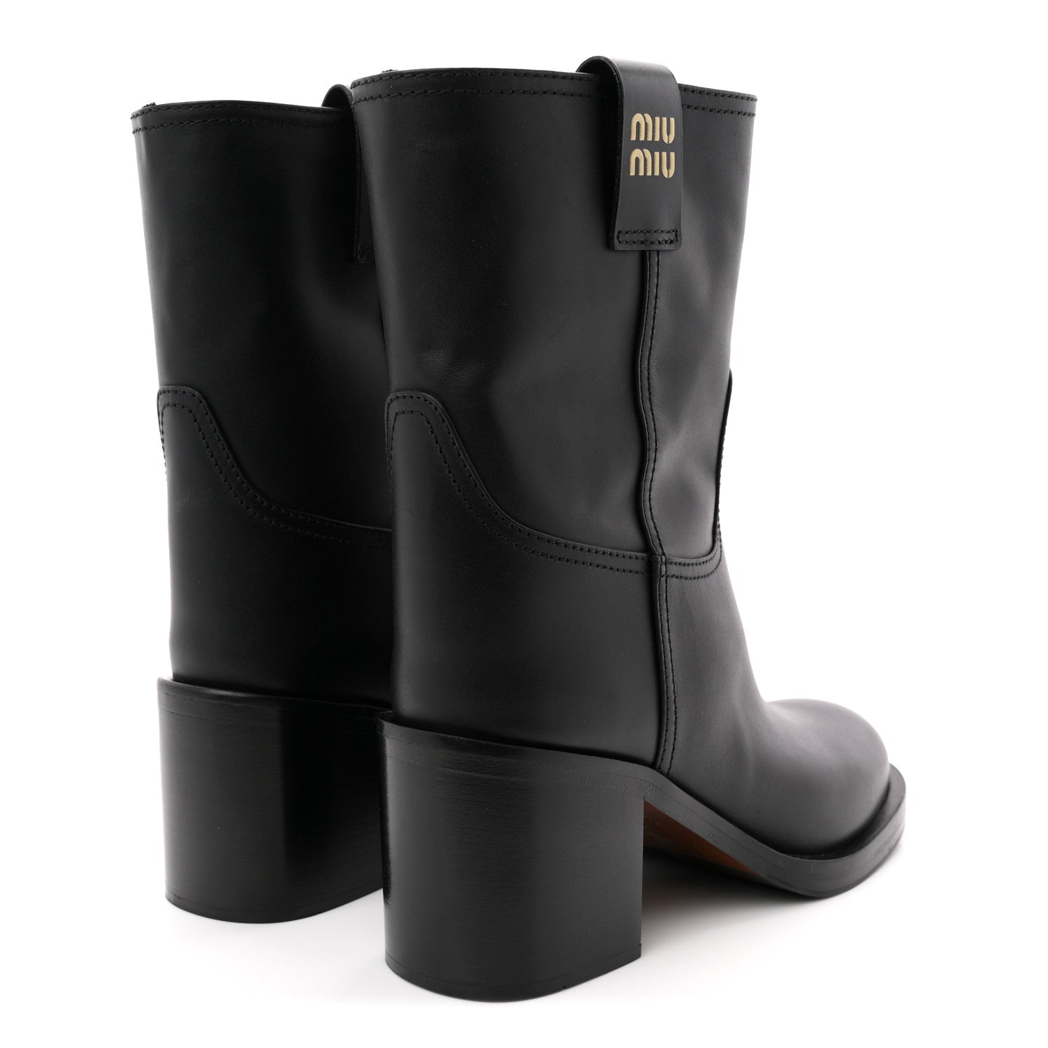 Miu Miu Calfskin Short Moto Boots 37 Black 5 of 9
