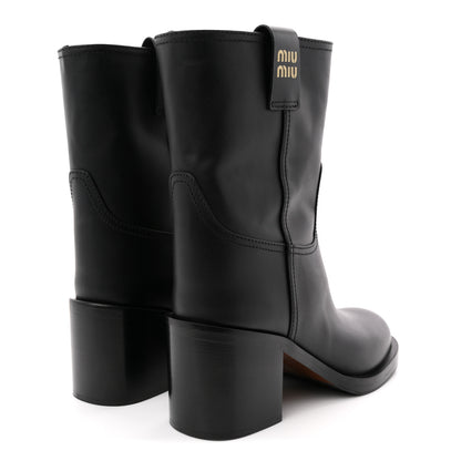 Miu Miu Calfskin Short Moto Boots 37 Black 5 of 9