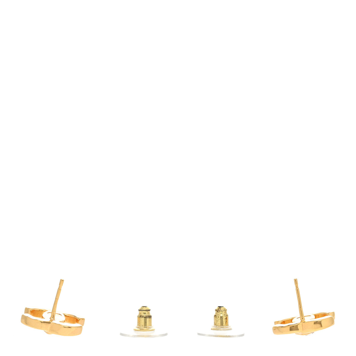 Metal Crystal CC Marquise Earrings Gold