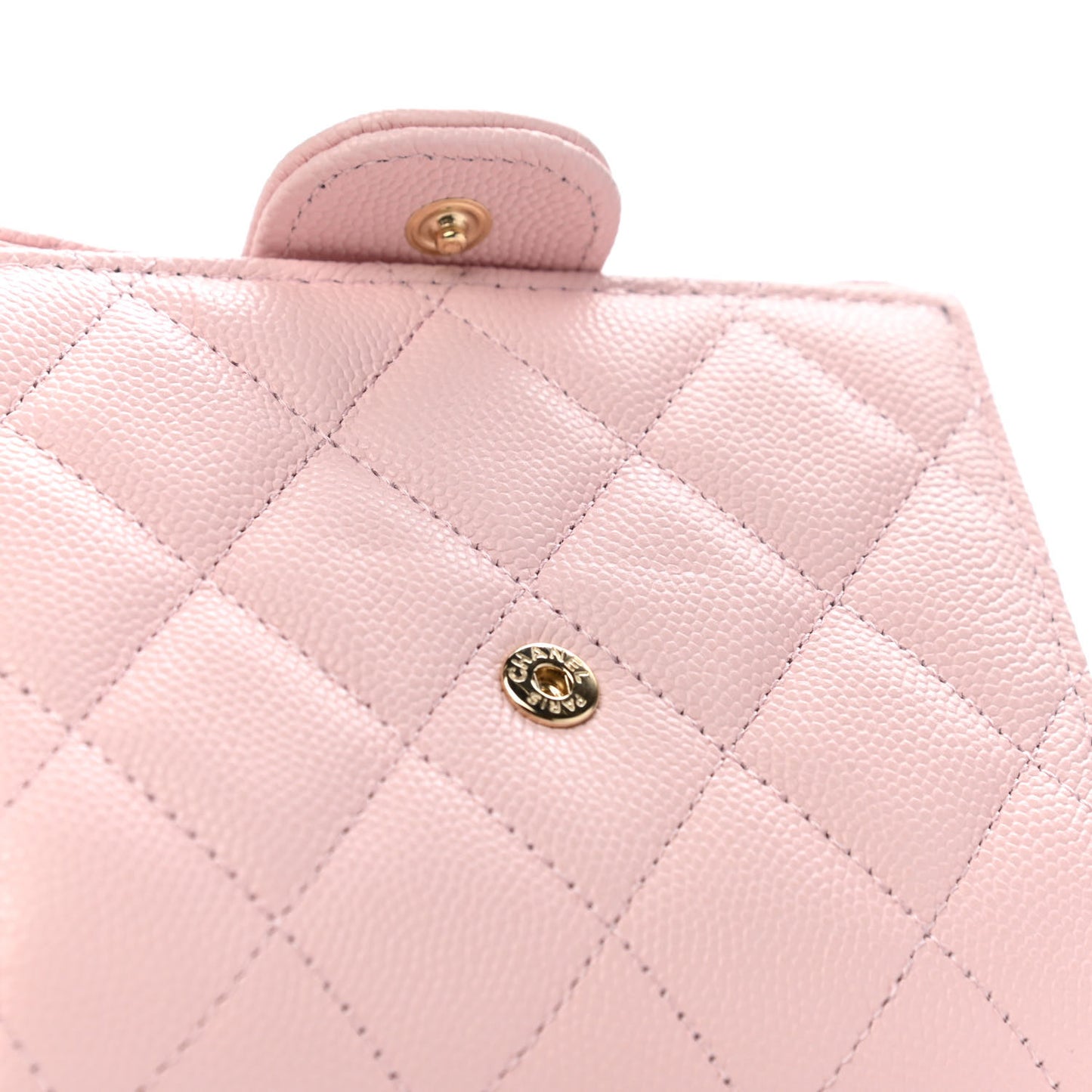 Caviar Quilted Compact Flap Wallet Light Pink