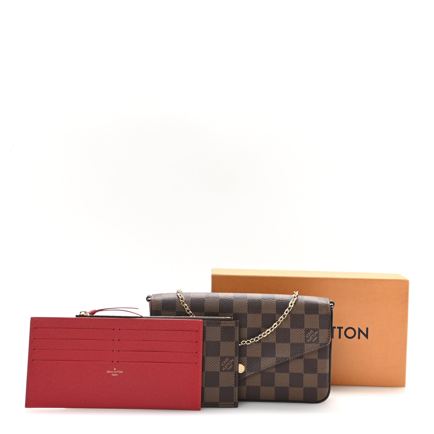 Louis Vuitton Damier Ebene Pochette Felicie Chain Wallet 11 of 11