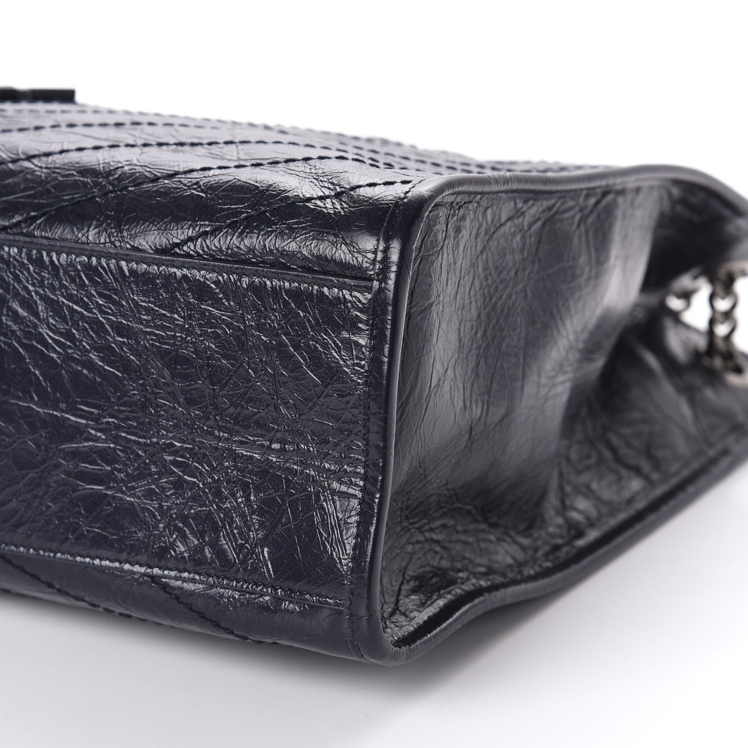 Saint Laurent Crinkled Calfskin Matelasse Monogram Niki Shoulder Bag Deep Marine 6 of 9