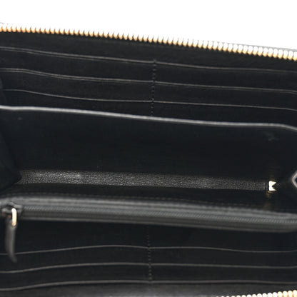 Gucci Guccissima Margaux Calfskin Metal Bar Zip Around Wallet Black 5 of 9