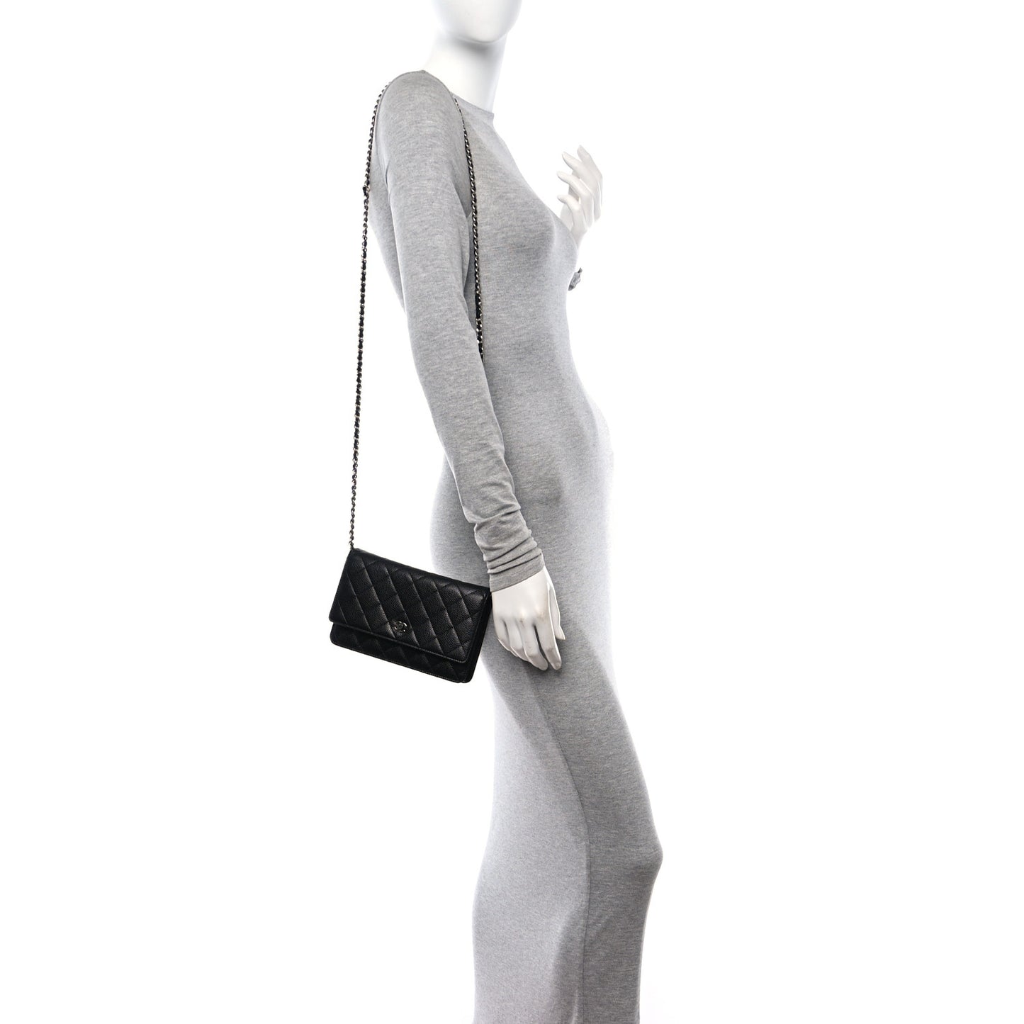 Caviar Quilted Wallet On Chain WOC Black