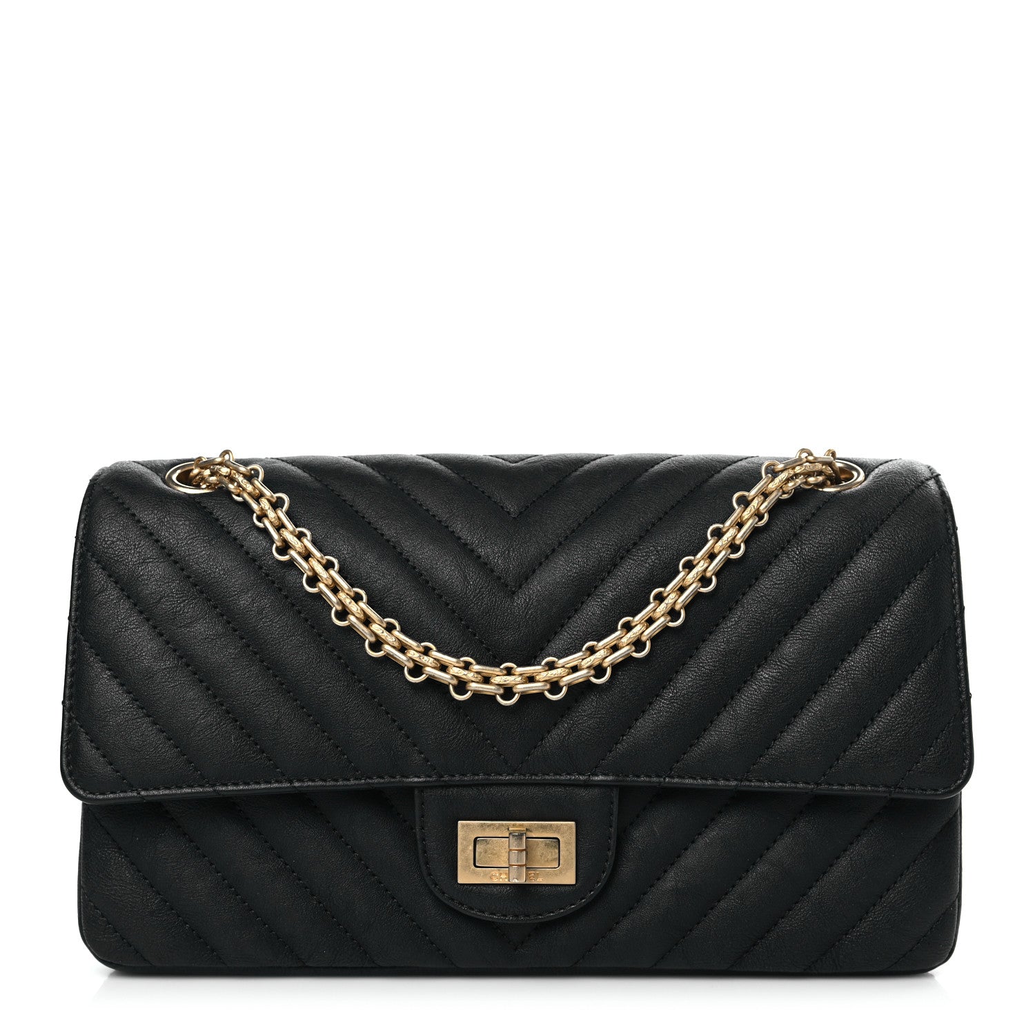 Chanel Sheepskin Chevron Quilted 2.55 Reissue 225 Flap Black 1 of 9