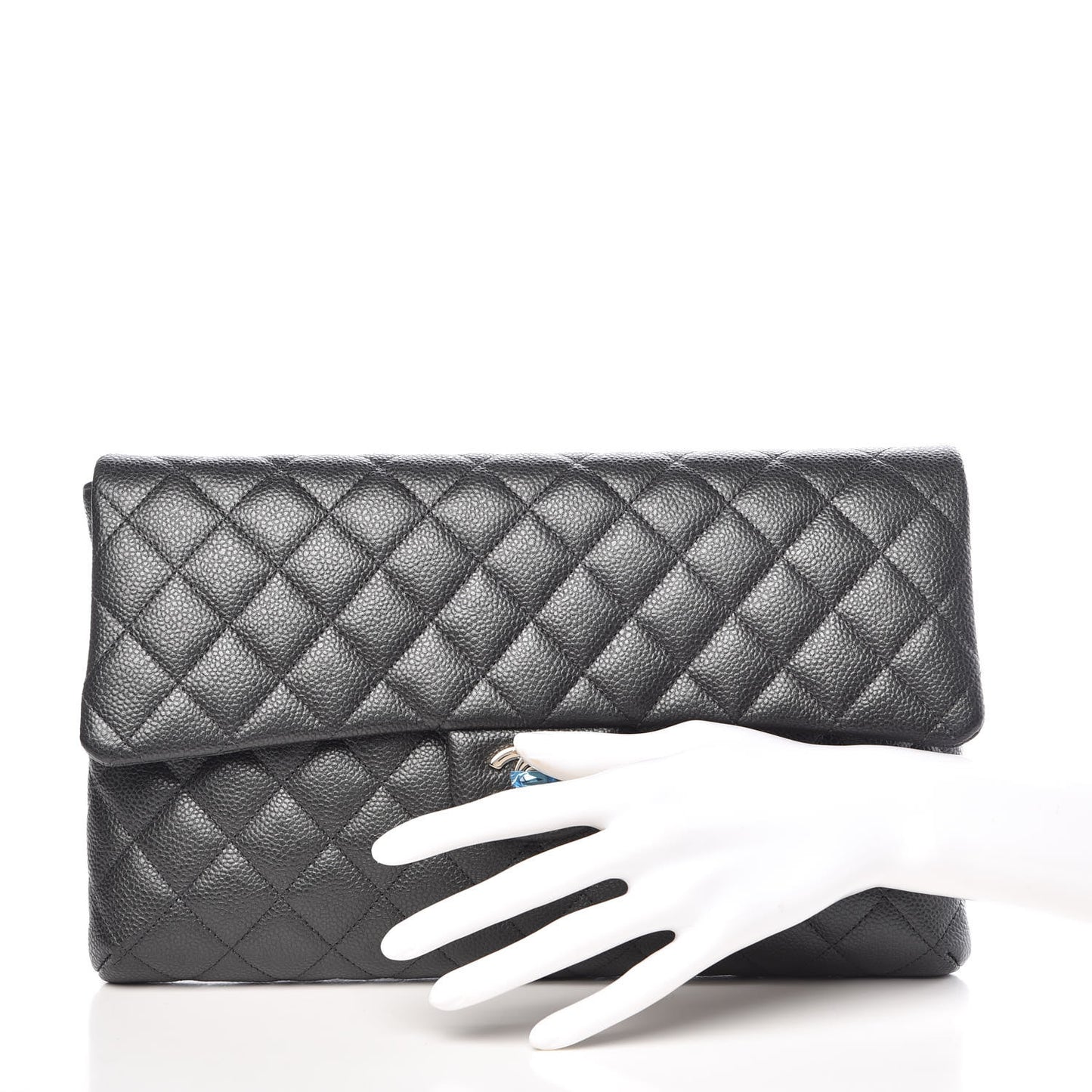 Caviar Quilted Clutch Dark Grey