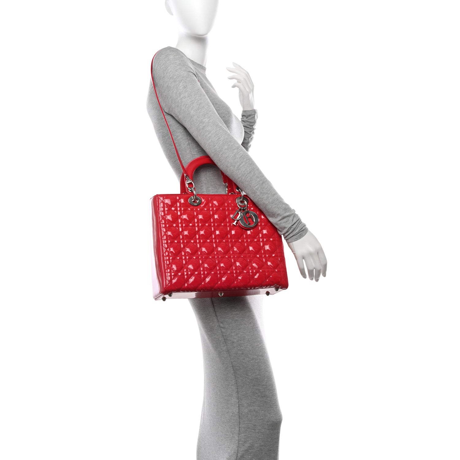Christian Dior Patent Cannage Large Lady Dior Fuchsia 2 of 13