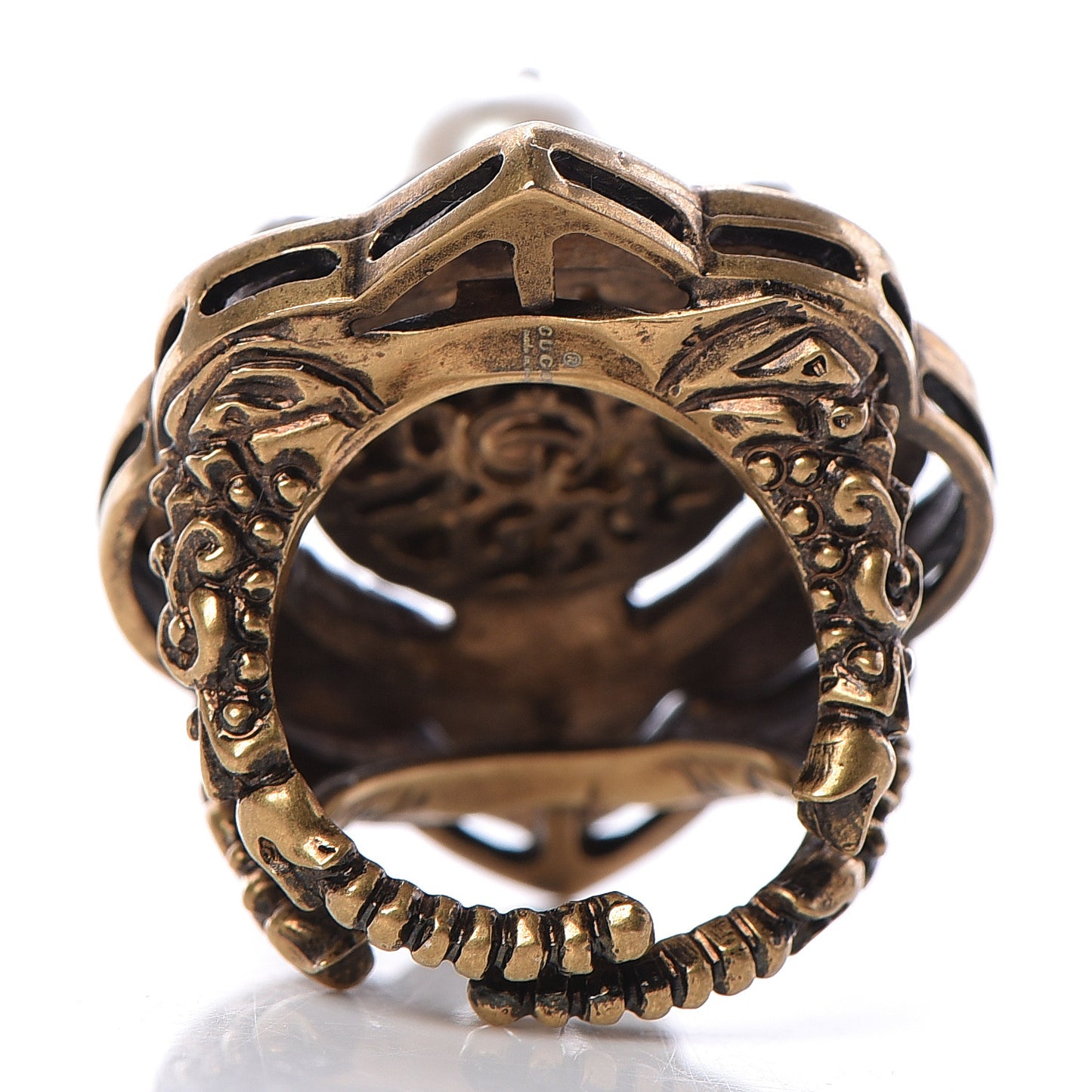 Metal Pearl Ring 6 Aged Gold