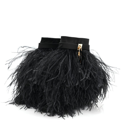 Givenchy Satin Ostrich Feather Shark Lock Ankle Boots 40 Black 4 of 8