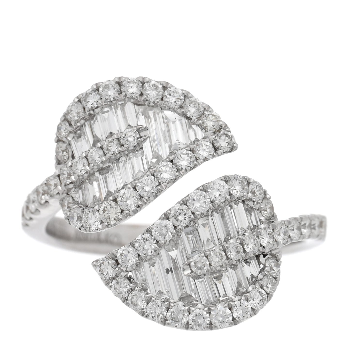 18K White Gold Diamond Medium Palm Leaf Ring 54 7