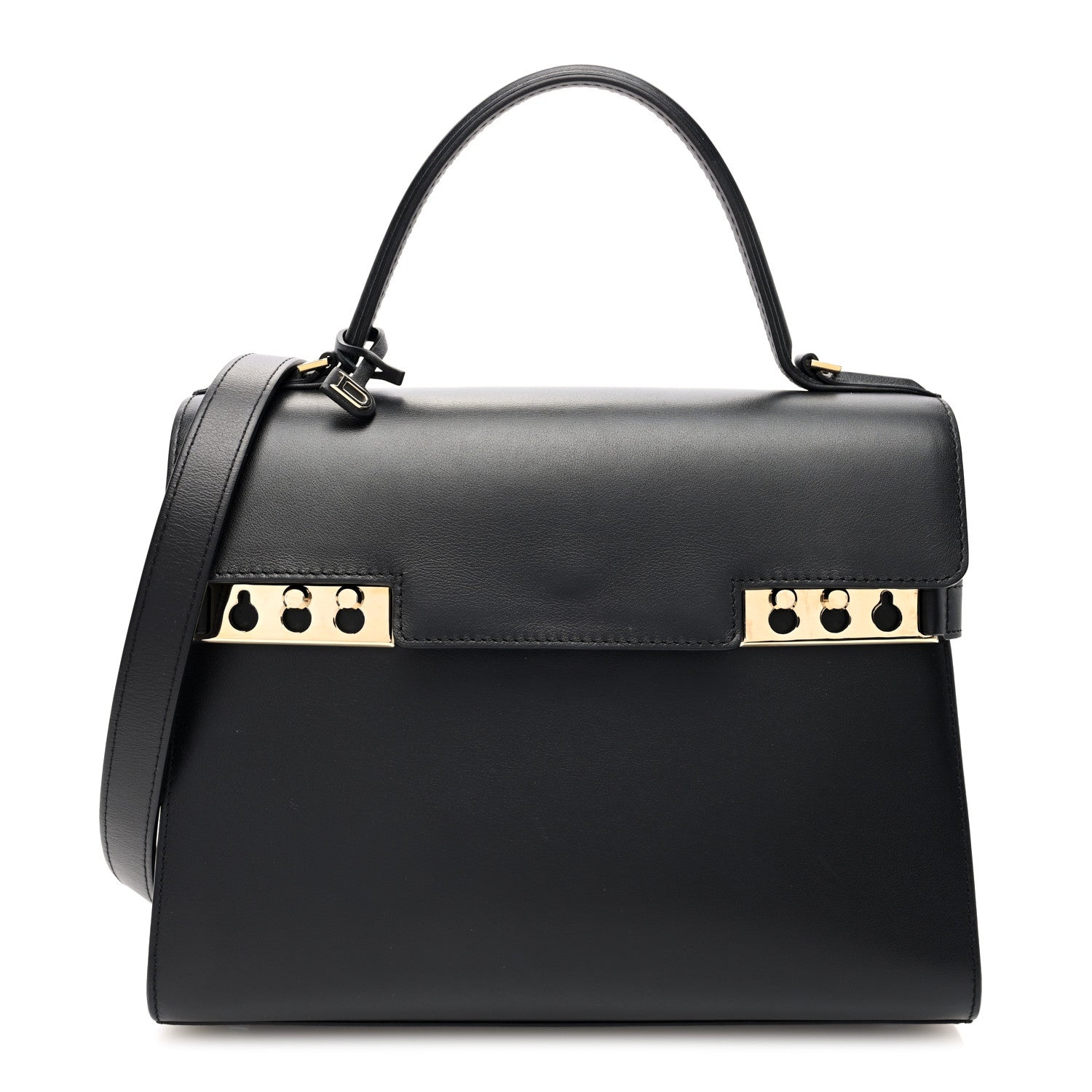 Delvaux Calfskin MM Tempete Satchel Black 1 of 10