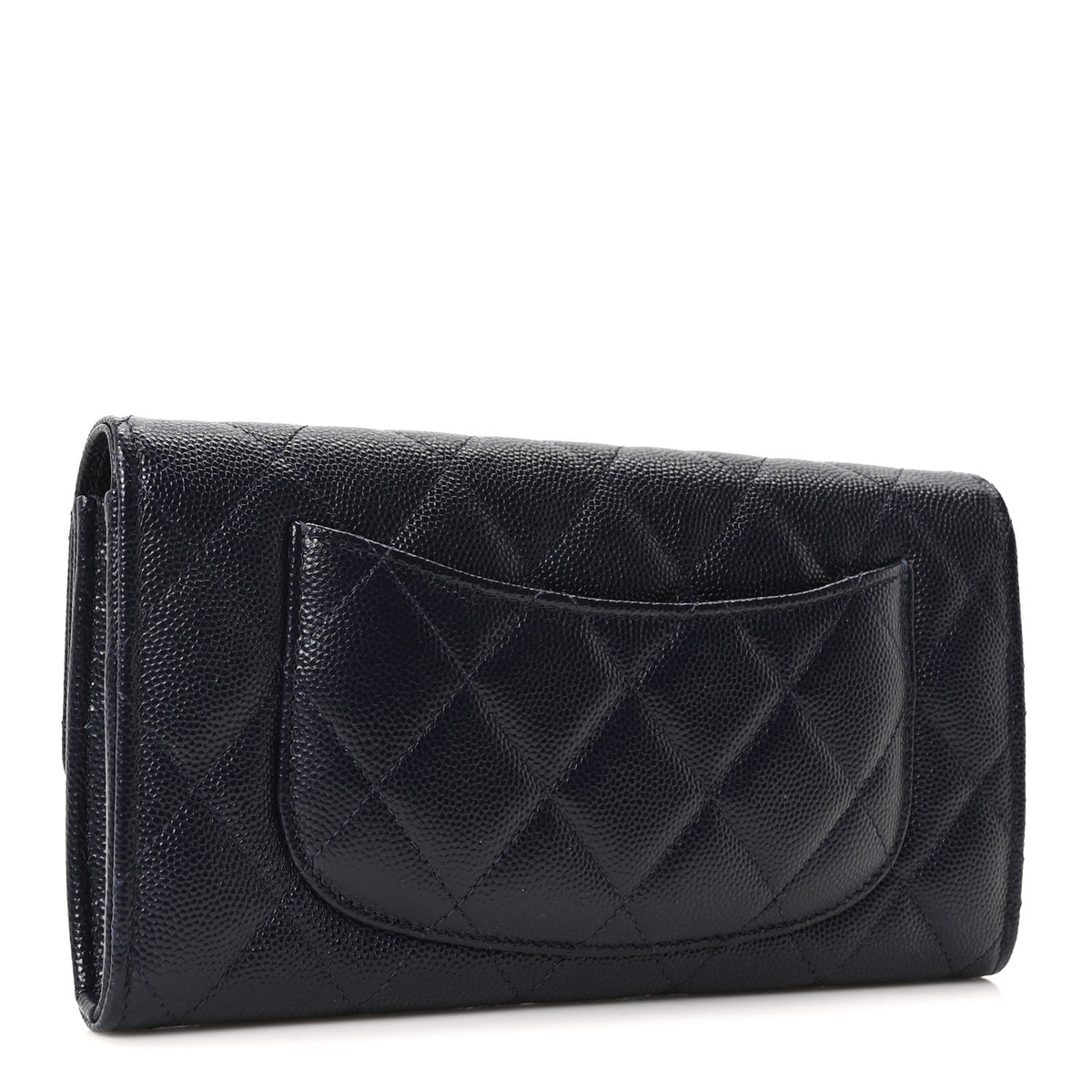 Chanel Caviar Quilted Large Gusset Flap Wallet Navy 3 of 12