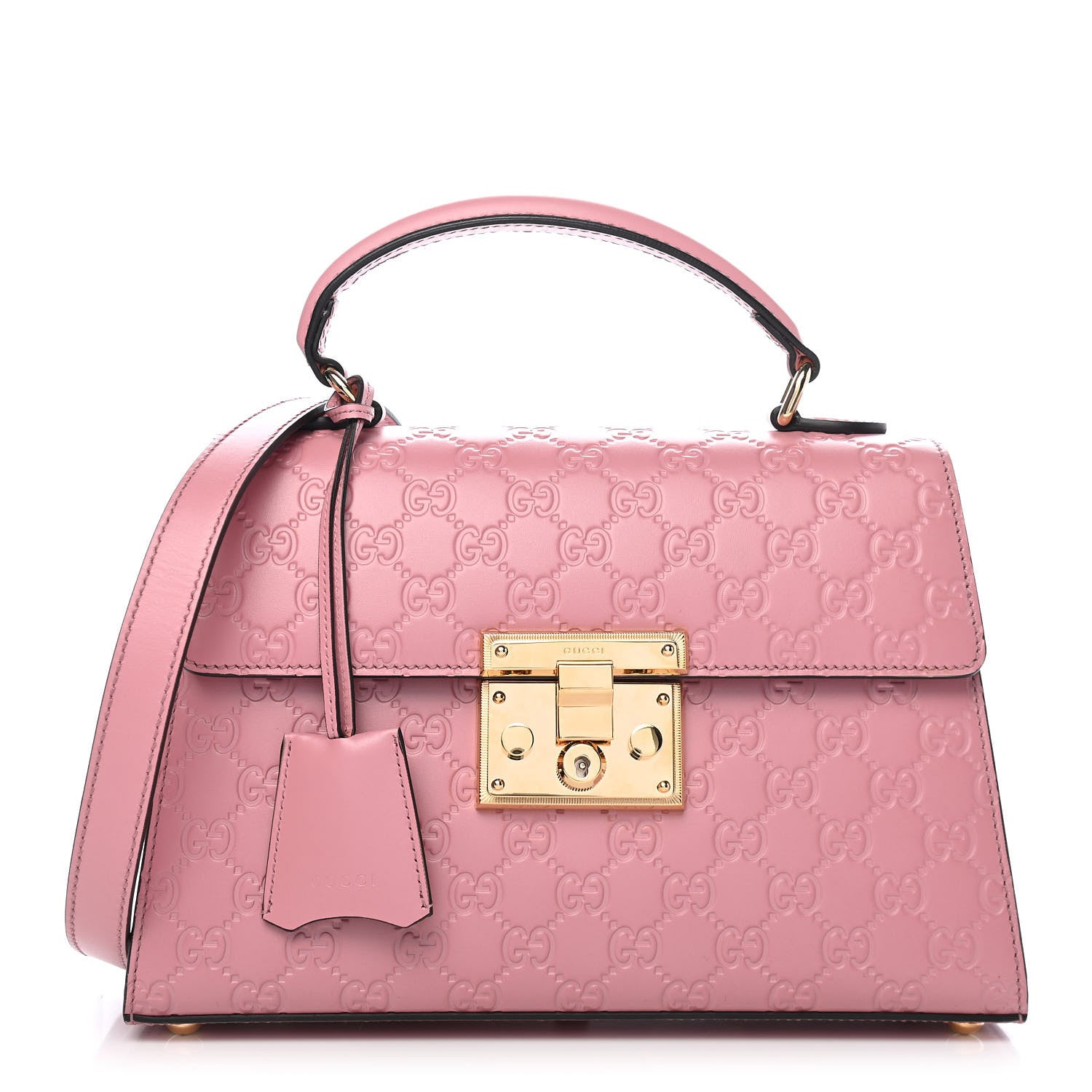 Gucci Guccissima Signature Small Padlock Top Handle Bag Rose Baby Candy 1 of 8
