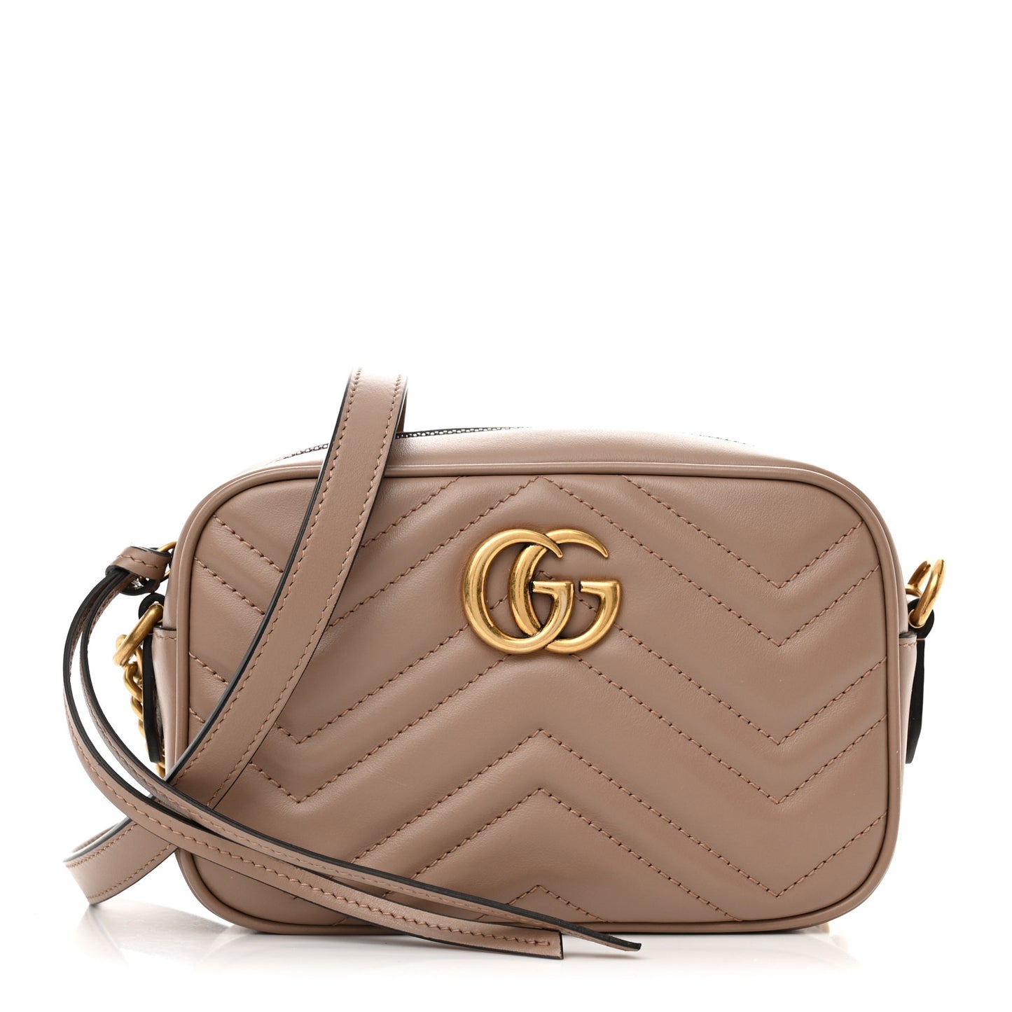 Calfskin Matelasse Mini GG Marmont Chain Shoulder Bag Porcelain Rose
