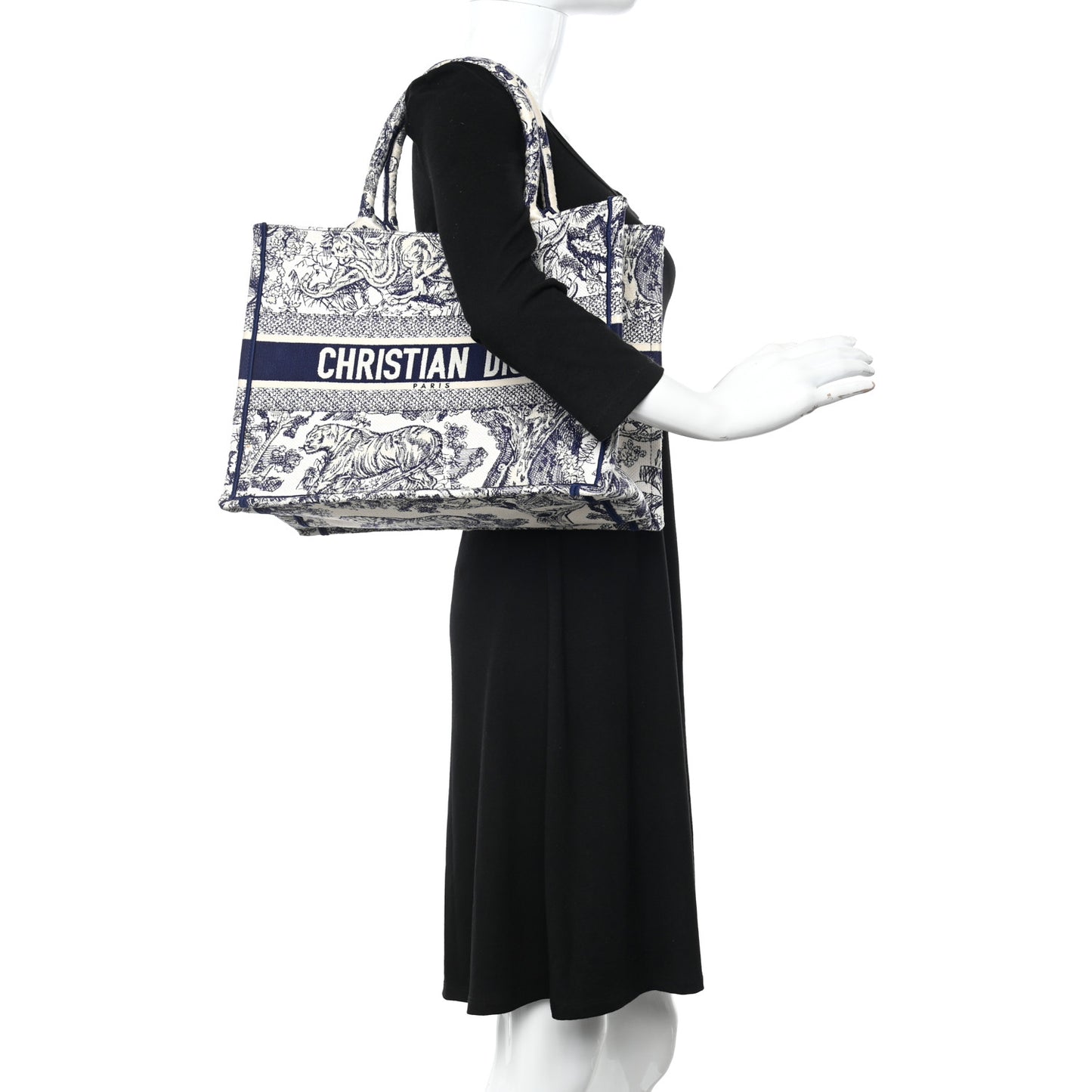 Canvas Embroidered Medium Dioriviera Toile De Jouy Book Tote Blue