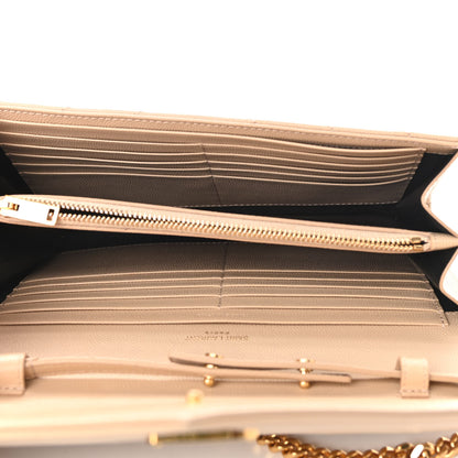 Saint Laurent Grain De Poudre Matelasse Chevron Monogram Chain Wallet Nude Powder 8 of 20
