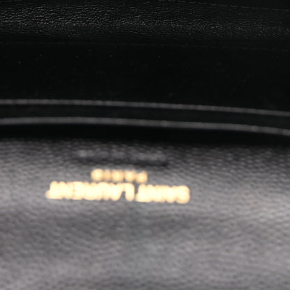 Saint Laurent Grain De Poudre Matelasse Chevron Small Monogram Envelope Wallet Black 5 of 7
