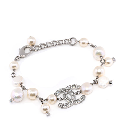Chanel Pearl Crystal CC Bracelet Silver 1 of 5