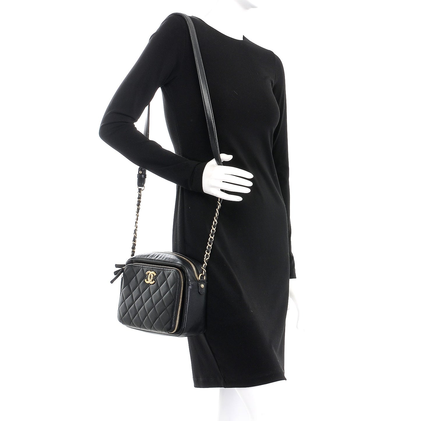 Caviar Quilted Business Affinity Camera Case Black