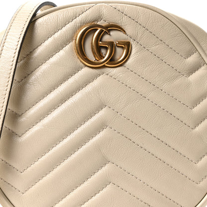 Gucci Calfskin Matelasse Mini GG Marmont Round Shoulder Bag White 8 of 10