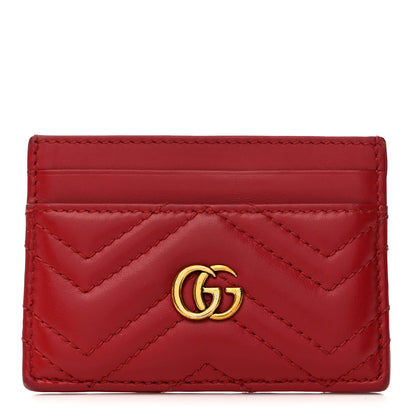 Gucci Calfskin Matelasse GG Marmont Card Holder Hibiscus Red 1 of 6