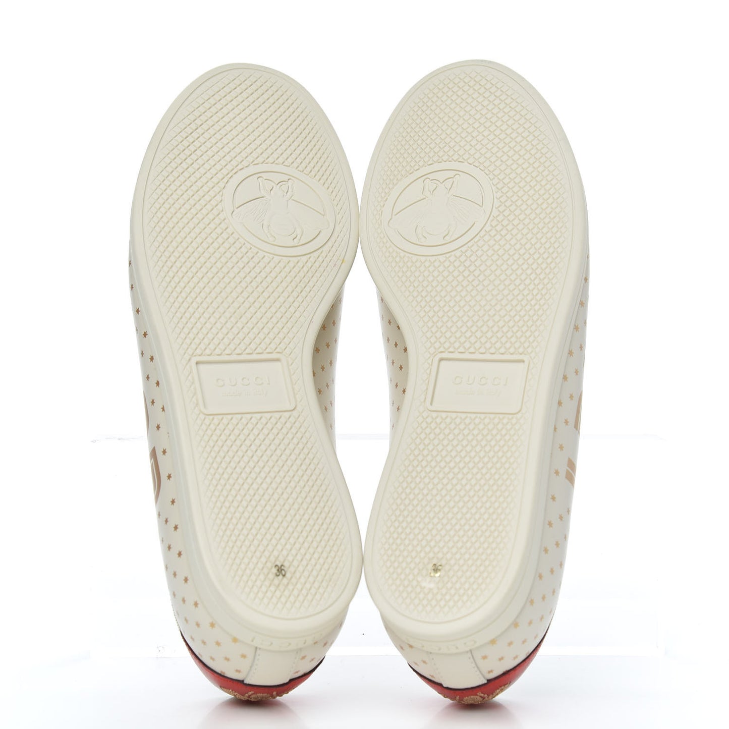 X SEGA Calfskin GUCCY Stars Womens Falacer Sneakers 36 White