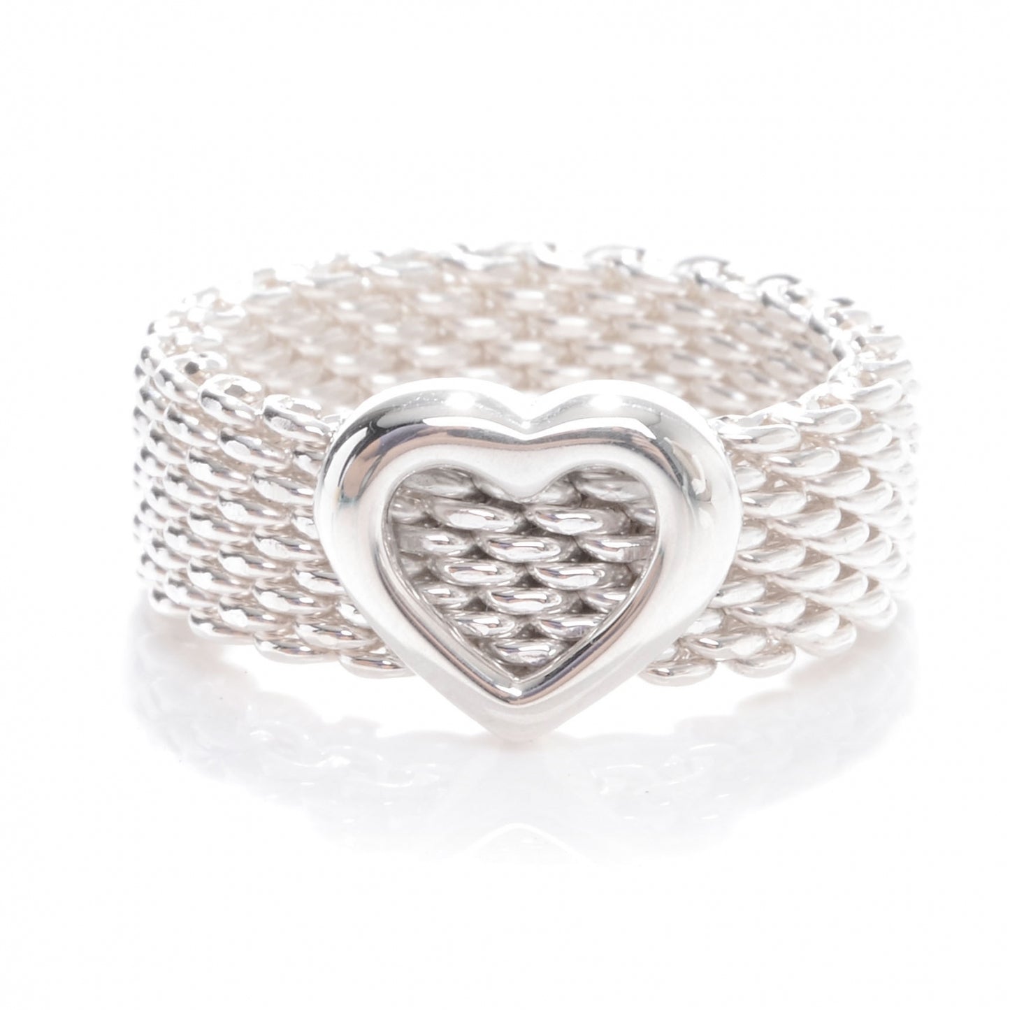 Sterling Silver Heart Mesh Ring 4
